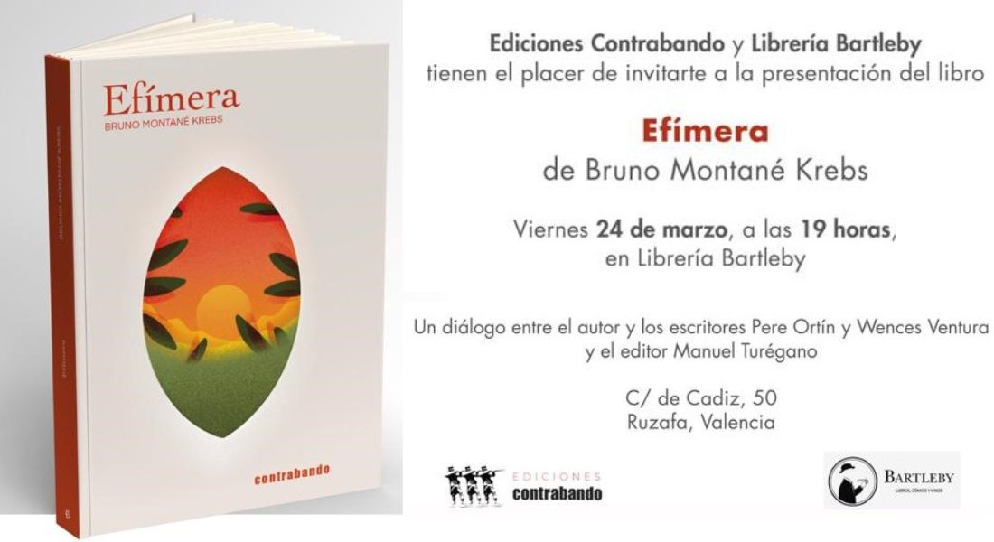 PRÓXIMA presentación de la novela “EFÍMERA” de Bruno Montané en Valencia 24/03/2023
